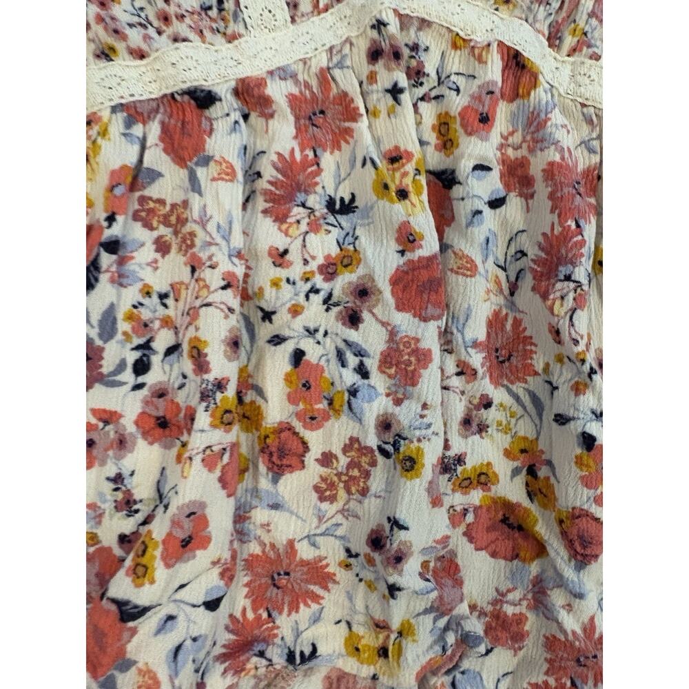 Image of Blue Rain Blue Floral Boho Babydoll Tank Top Small - Picture 14 of 16